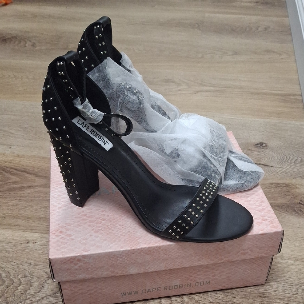 Cape Robbin Black Studded Women's Heels